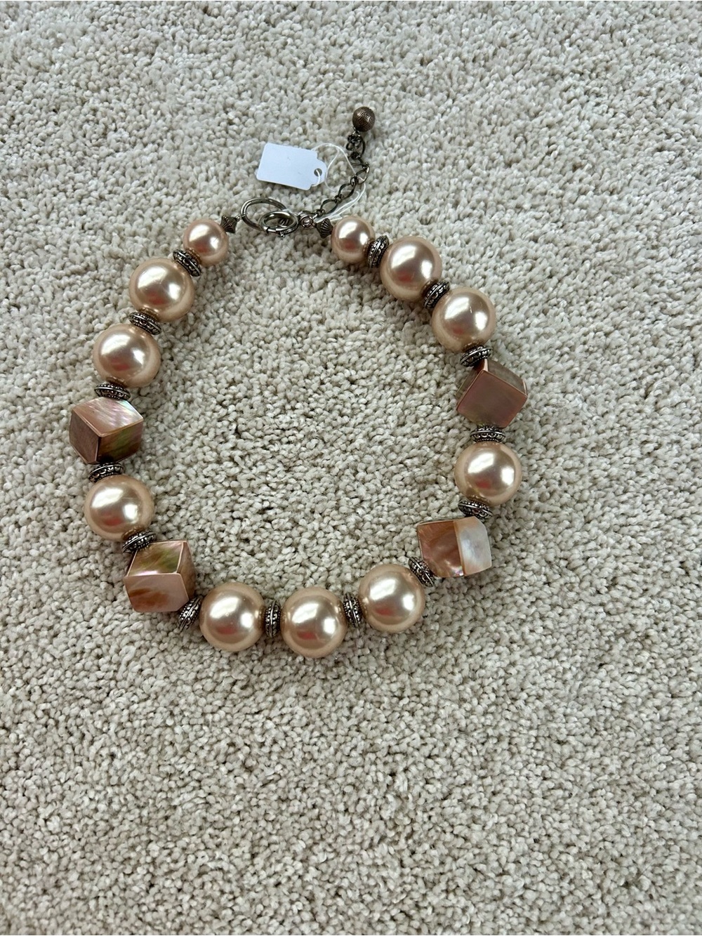 Champagne colored beaded necklace